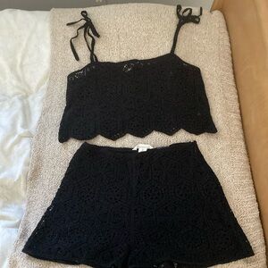 NWOT H&M black lace short tank set never worn